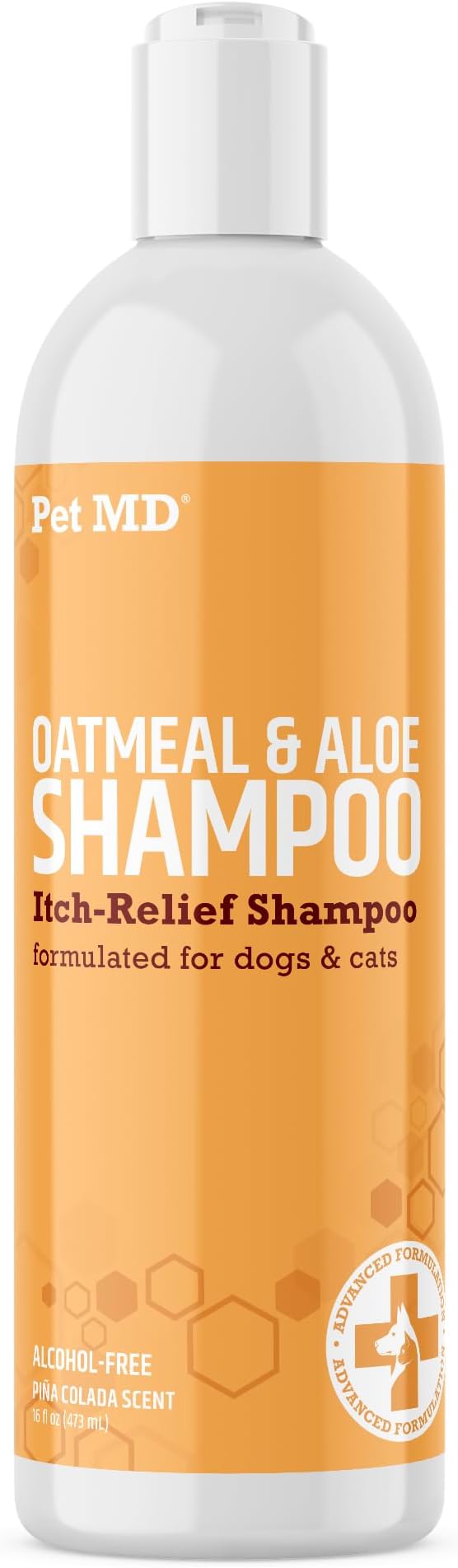 Pet MD Oatmeal & Aloe Shampoo for Dogs & Cats - Itchy Skin Support - 16oz | Soap-Free & Alcohol-Free Formula – Cleans Skin & Coat While Helping Maintain Natural Moisture