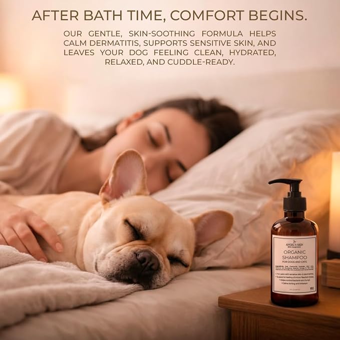 Organic Dog & Cat Shampoo for Sensitive Skin — Oatmeal, Aloe Vera, Coconut & Lavender | Soothes Allergies, Dermatitis & Itchy Skin | Vet-Reviewed Formula | Made in USA | 8 fl oz