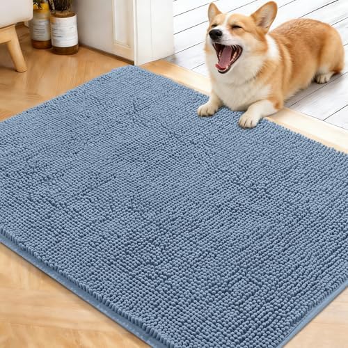 OLANLY Dog Door Mat for Muddy Paws 40x32, Super Absorbent Chenille Mud Mat