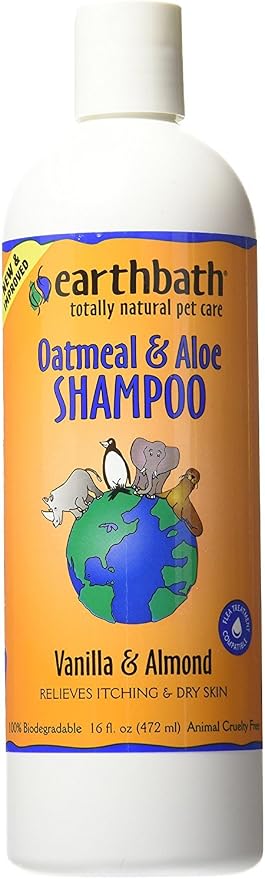 earthbath Oatmeal & Aloe Dog Shampoo, Itchy, Dog Wash, 16 Oz (1 Pack) | Oatmeal Shampoo For Dogs, Dry Skin Relief, Made in USA, Cruelty Free Pet Shampoos - Vanilla & Almond