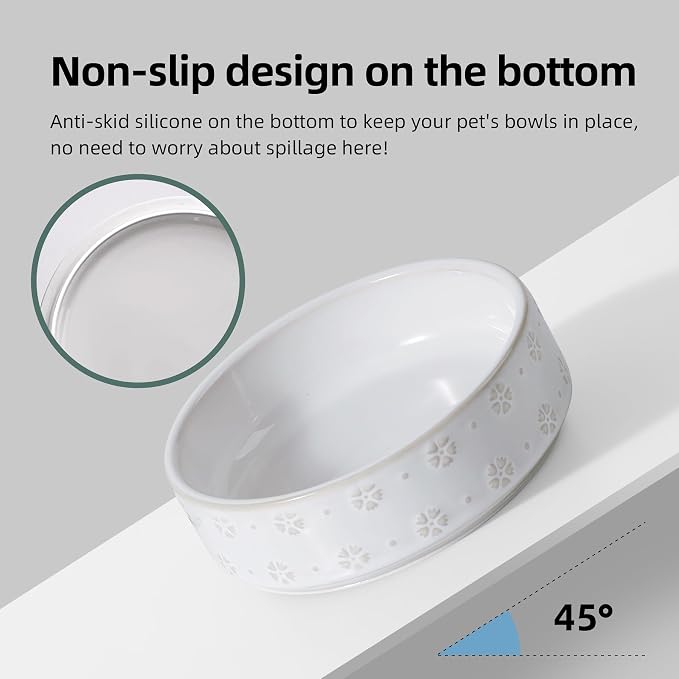 Havniva 6.1" Elevated Dog Bowls Ceramic Raised Dog Bowl with Non-Slip Stand (Acacia Wood) Two Height Options, Dog Food & Water Bowl for Small Breed Dogs - 1.7 Cups 13.5 oz
