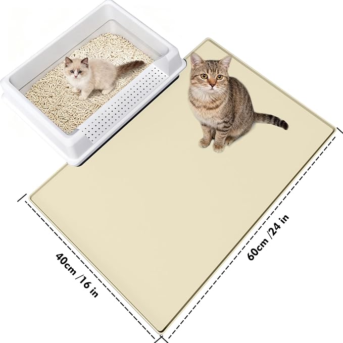Cat Litter Mat 24" x 16",Soft Silicone Material, Easy Clean Waterproof No Slip Litter Tray Mat, Durable Cat Mat For Indoor,Garden