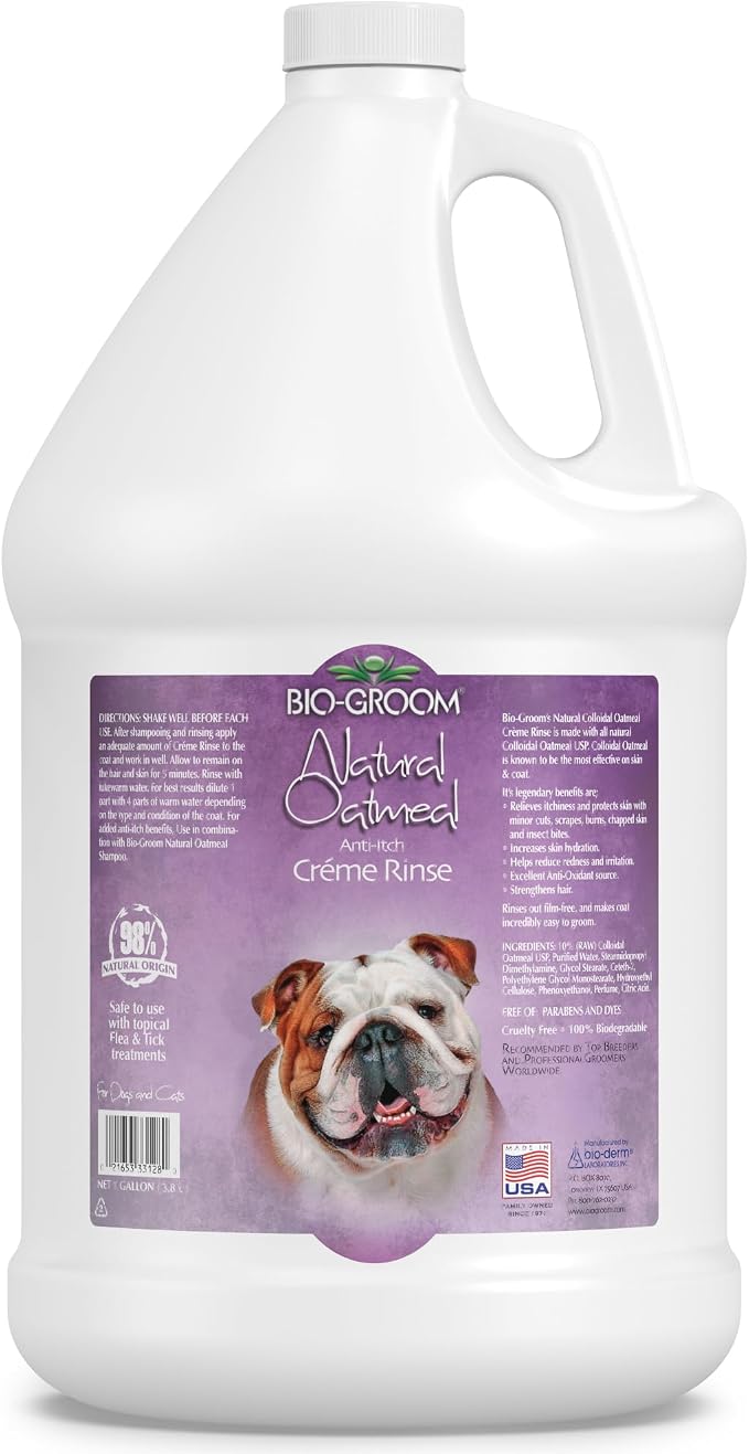 Bio-Groom Oatmeal Dog Conditioner, for Allergies and Itching, 1 Gallon | Cruelty-Free, Dog Bathing Supplies, Puppy Conditioner for Sensitive Skin, Made in USA, Anti-Itch Products
