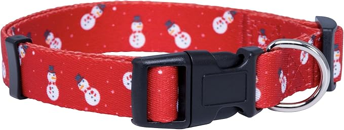 Native Pup Christmas Dog Collar- Winter Holiday Collars for Pets- Xmas Gift for Puppy- Santa, Reindeer, Snowman, Candy Cane, Red Green- Girl Boy- Small, Medium, Large Breeds (Snowman, Medium)