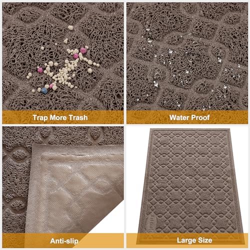 Cat Litter Box Mat, 35" x 24" Large Kitty Litter Trapping Mat Keep Floor Clean, Scatter Control, Waterproof, Easy to Clean, Durable Large Size Litter Mat