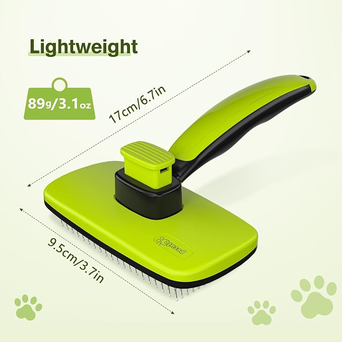 Pecute Skin Friendly Self-Cleaning Slicker Brush for Dog & Cat Shedding | 1 click clean, Lightweight, Undercoat hair removal, For short/long/double/white coats