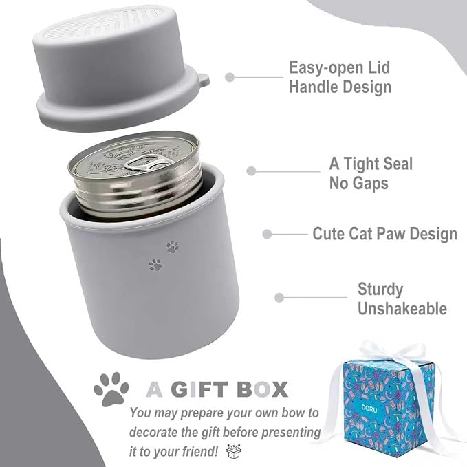 Original Canned Dog Food Storage Container | Silicone Can Cover Pet Food Sealer | BPA Free, Airtight, Dishwasher & Freezer Safe (Grey)