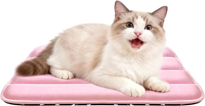 Dog Bed Mat, Reversible Dog Crate Pad with Washable Kennel Mat and Soft Foam, Flat Pet Bed for Dogs & Cats, for Crates Carriers & Travel (Pink, 18" L*12" W*1.5" Th)
