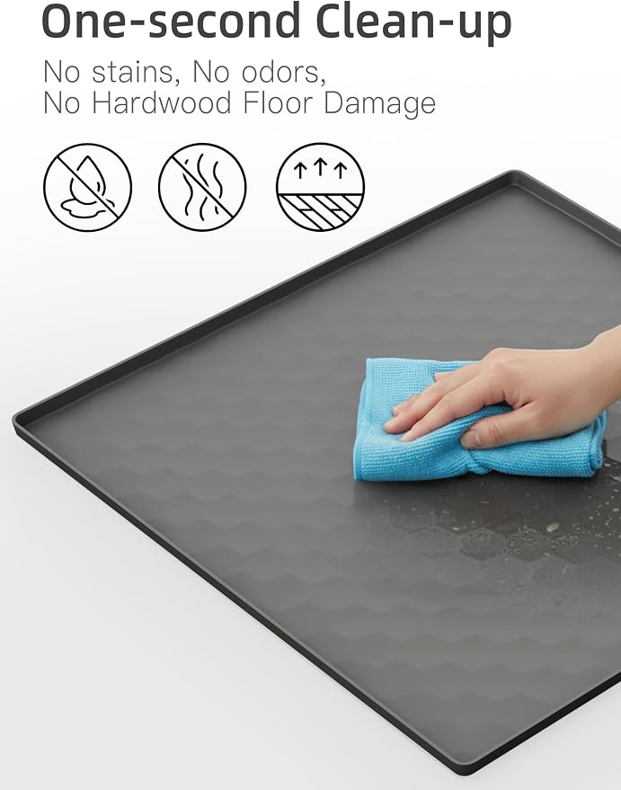 Dog Pee Pad Holder, 23.4 x 23.4 Inch Silicone Potty Holder, Leak-Proof & Non-Slip Design, Protects Floors from Mess, Easy-Clean, Lightweight & Portable, Fits Regular Pads, Gray