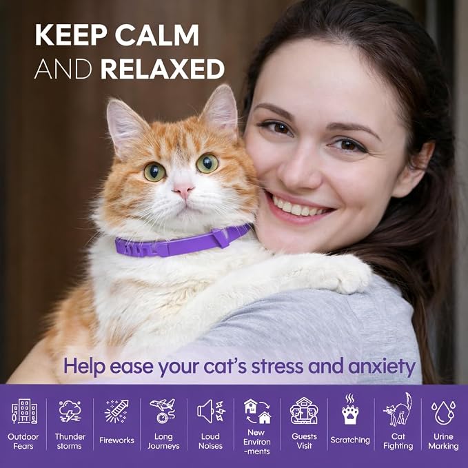 4 Pack Calming Collar for Cats: Anti Anxiety - cat Stress and Anxiety Relief, cat pheromone Collar