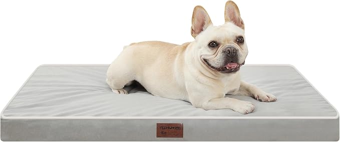 Orthopedic Dog Bed,Medium L Sized Dog 36''X27''x3'' Soft Waterproof Egg Foam Pet Crate Beds Mat or Kennel Pads with Removable Washable Cover,Non-Slip Bottom,Light Grey