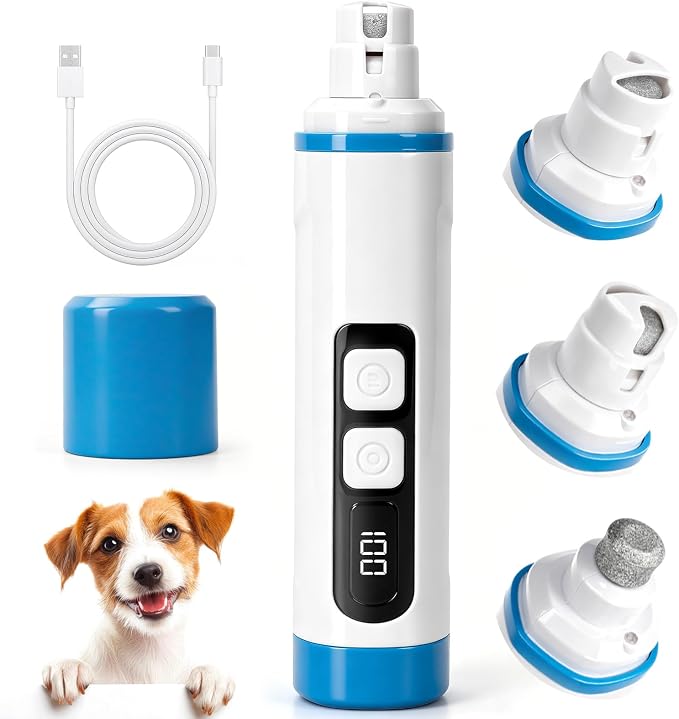 Dog Nail Grinder for Small Medium Large Dogs & Cats, Cordless & Rechargeable, Low Noise Dog Nail Care for Beginners