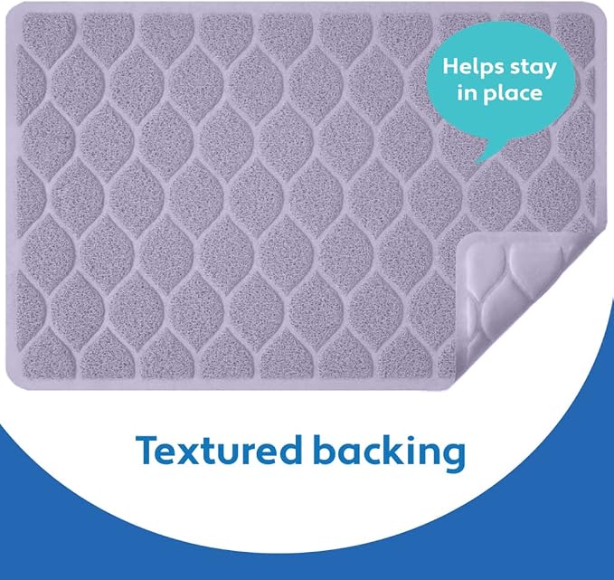 MIGHTY MONKEY Waterproof BPA Free Cat Litter Box Trapping Mat, Easy Clean Floors, Textured Backing, Soft on Sensitive Kitty Paws, Cats Accessories, Less Waste, Stays in Place, 24x17, Purple