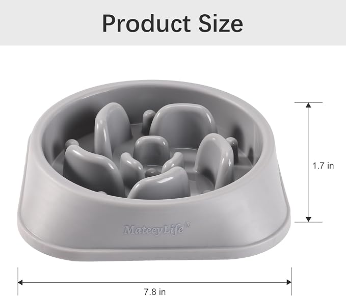 MateeyLife Slow Feeder Dog Bowls 2PCS, Anti-Choking Puzzle Dog Food Bowls, Anti-Slip Interactive Feeding Slow Down Eating, Bloat Stop Maze Dishes for Medium Large Breeds Gray&Black