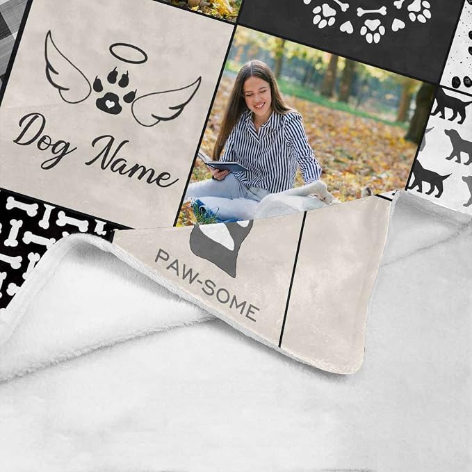 Personalized Pet Memorial Throw Blanket - Dog Memorial Cat Memorial Blankets With Picture Upload - Memorial Gifts For Dogs Cats Pets Lovers - Customized In Loving Memory Remembrance Blankets