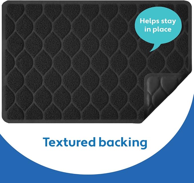 MIGHTY MONKEY Waterproof BPA Free Cat Litter Box Trapping Mat, Easy Clean Floors, Textured Backing, Soft on Sensitive Kitty Paws, Cats Accessories, Less Waste, Stays in Place, 35x23, Black