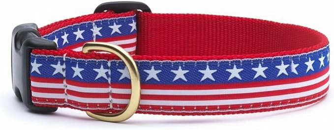 Up Country Stars and Stripes Dog Collar, Large (15 to 21 inches) 1 inch Wide Width