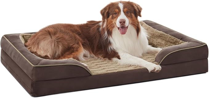 FURTIME Orthopedic Dog Bed for Medium Size Dog, Waterproof Dog Beds, 35x25x6.5 Supportive Foam Pet Couch Bed with Removable Washable Cover and Nonskid Bottom