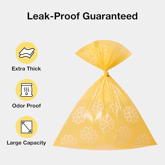 VETRESKA Dog Poop Bag Dispenser with Daisy Scented Waste Bags Leak-proof and Extra Thick Poop Bags for Dog Walking and Cat Litter 1 Holder and 105 Bags (7 Refill Rolls)