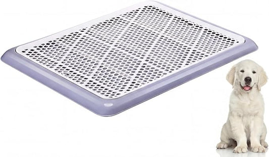 Mifoci 1 Pcs Dog Potty Tray Mesh Puppy Training Pad Holder Floor Protection Portable Pee Pad Pet Toilet Training Tray Litter Box Corner for Medium and Large Dogs (25.6 x 18.9 Inch,Gray)