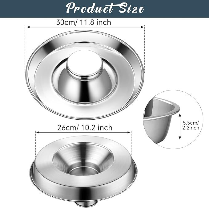 Zopeal 6 Pcs 11.8" Stainless Steel Puppy Bowls Puppy Food Feeding Bowl Dog Food Water Slow Feeder Bowls, Weaning Feeder for Litters, Small Medium Large Dogs, Pets, Multiple Puppies