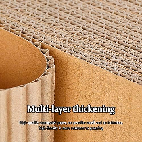 5 Packs in 1 Cat Scratch Pad with Box for Indoor Cats, Larger-Sized Durable Recyclable and Reversible Cardboard Cat Scratching Pad for Rest and Play