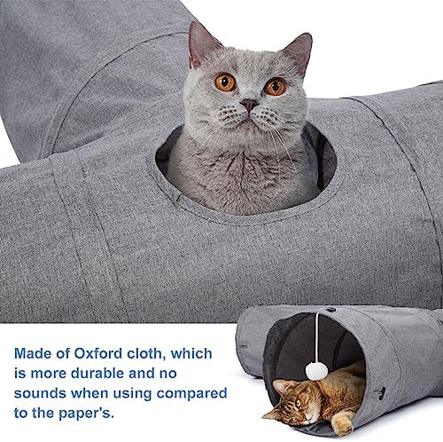 Ownpets 12" Large Cat Tunnel 3-Way T-Shape Oxford Fabric for Large Cat