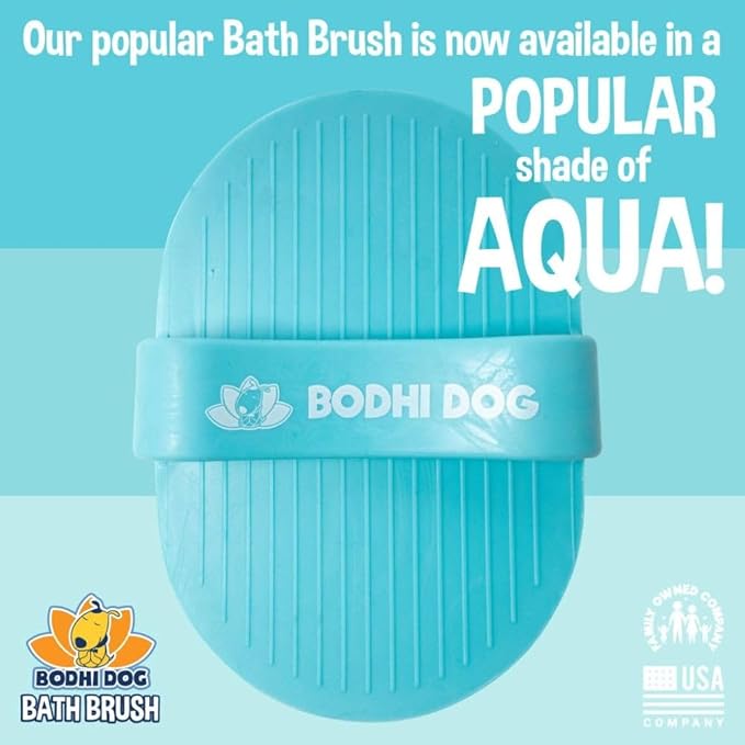 Bodhi Dog Shampoo Brush - Pet Grooming & Bath Supplies for Dogs and Cats - Bath Brush for Long & Short Hair - Premium Scrubber for Shower, Showerhead, Sprayer & Bathing (One Pack, Aqua)