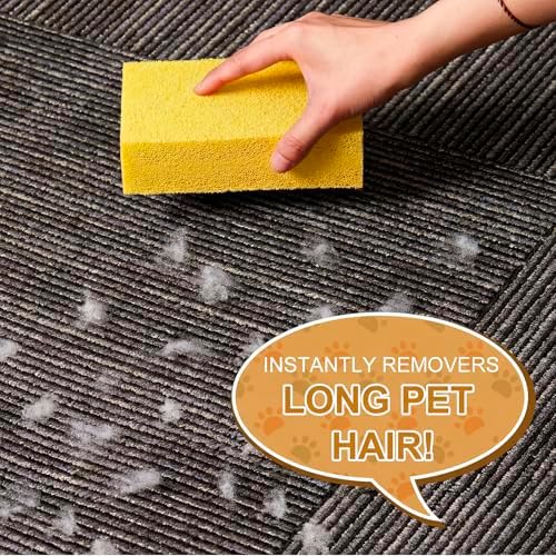 3 Pack Pet Hair Remover Sponge Cat and Dog Hair Sponge, Yellow