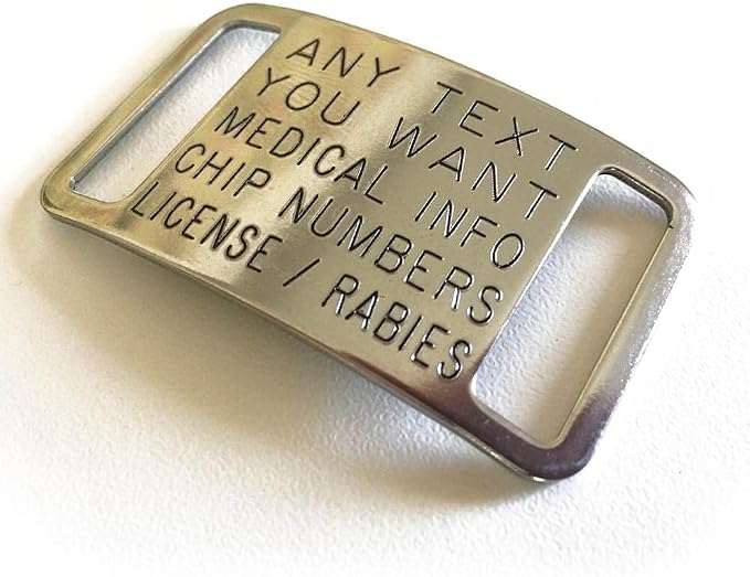 Dog Tags Personalized for Pets - Boomerang Tags, Engraved Quiet Custom ID, Slide-on Curved Stainless Steel Dog Name Tag (Closed End Medium for 3/4 Inch Wide Nylon Collars with Belt Buckle)
