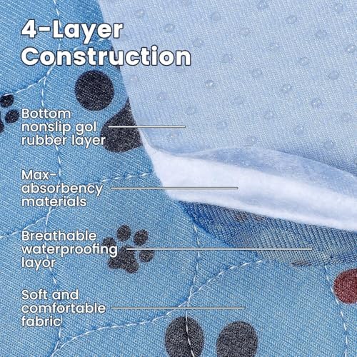 Washable Pee Pads for Dogs,2 Pack Extra Large 48"x48" Super Absorbent Reusable Puppy Pads,Non-Slip 100% Waterproof Dog Pee Pad,Pet Training Pads for Couch, Crate,Potty Training,Floor