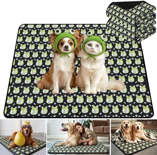 Washable Pee Pads for Dogs,2 Pack Reusable Puppy Training Pads-Funny Frog Print,Odor Resistant Super Absorbent,for Crate,Playpen,Floor,Whelping & Housebreaking
