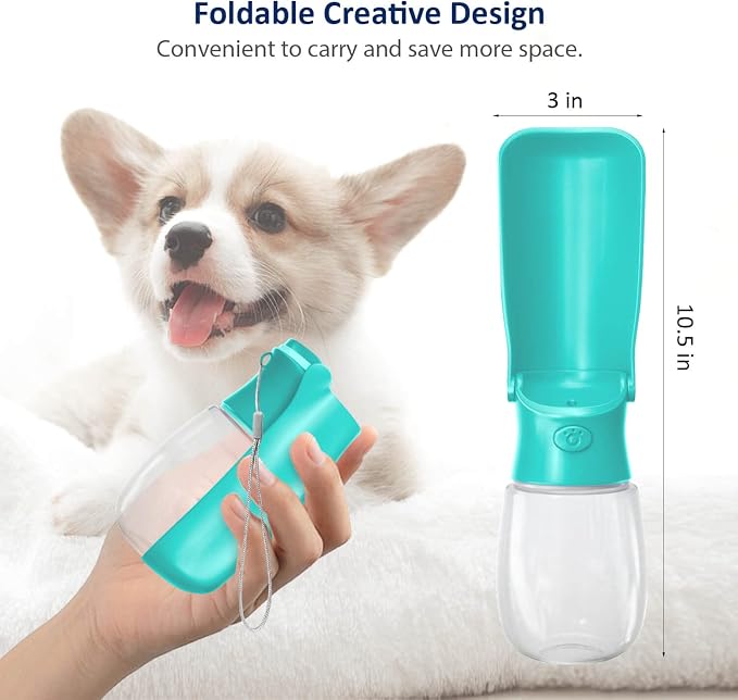WePet Foldable Portable Dog Water Bottle Puppy Water Dispenser with Drinking Feeder, 12 OZ, High-Temperature Resistant Leak Proof for Pets Outdoor Walking, Hiking, Travel, Food Grade Plastic BPA Free