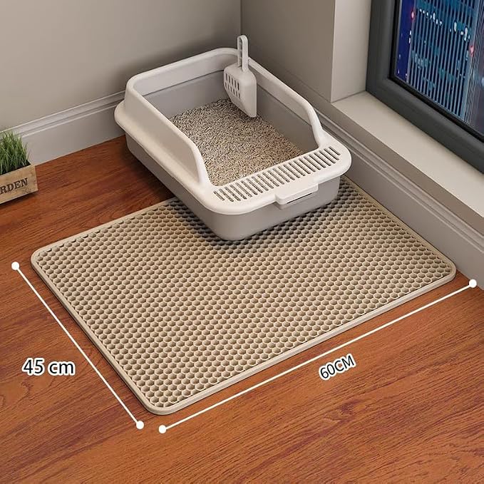 Cat Litter Mat Cat Litter Trapping Mat, 24 x 18 inch Honeycomb Double Layer Design, Urine and Water Proof Material, Scatter Control, Less Waste, Easier to Clean, Washable yellow
