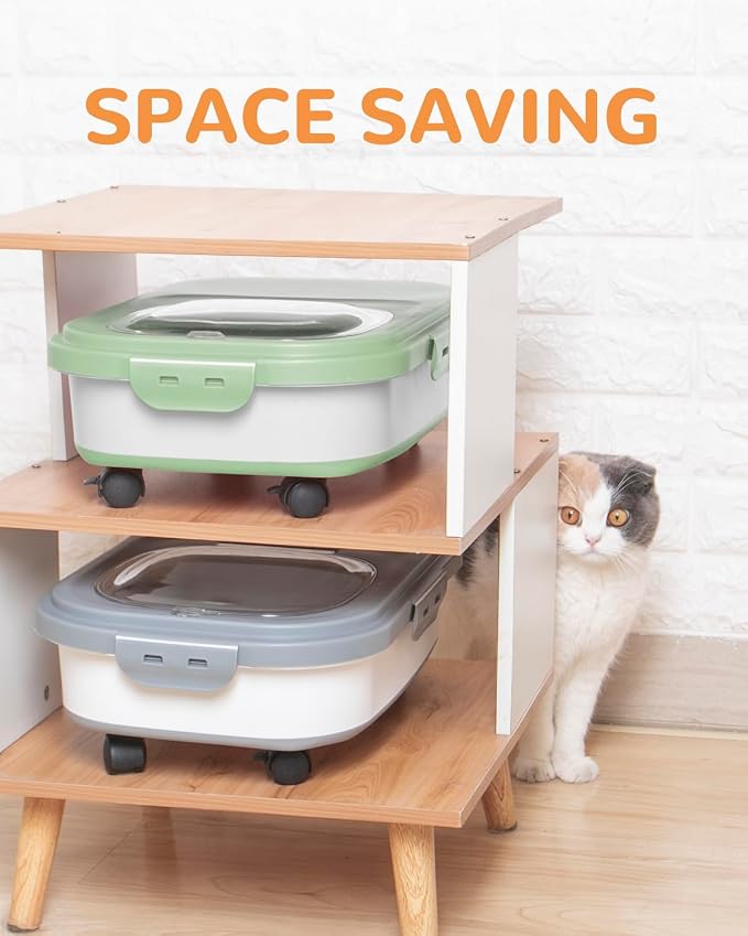 20-23 Lbs Dog Food Storage Container,Collapsible Dog Food Container | Pet Food Storage Containers with Attachable Casters and Scoop,Small Container,Keep Dry Food Fresh,Easy to Move with Wheels
