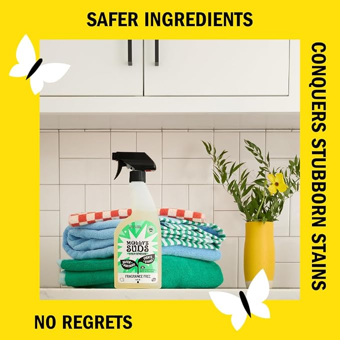Molly's Suds Stain Remover Spray | Gentle Yet Powerful, Great for Baby & Pet Stains | Clean, Simple Ingredients (Fragrance Free) (16 Fl Oz (Pack of 2))