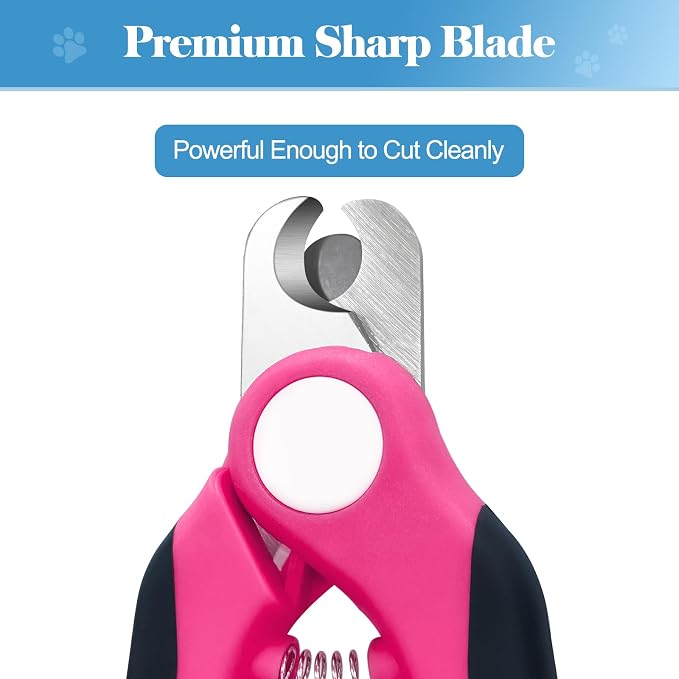 Swihauk Heavy Duty Dog Nail Clippers and Trimmers, Professional Pet Nail Clippers with Nail File for Dogs Cats Small Animal, Claw Clippers with Safety Guard to Prevent Over-Cutting, Pink