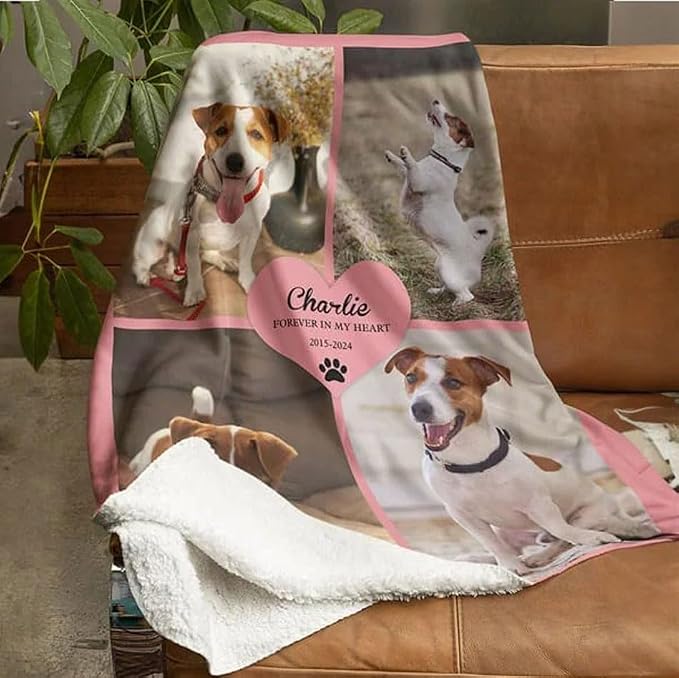 Pamaheart Custom Dog Face Blankets, Personalized Pet Photo Blanket, Fleece Dog Blankets, Customized Photo Throws, Dogs Dad Gifts, Pet Lover Gifts, Memorial Gift /34