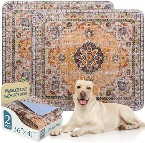 Homimp Washable Pee Pads for Dogs, 2 Pack Reusable Puppy Pads Waterproof, Absorbent and Leakproof Dog Pee Pads, Non Slip Puppy Training Pads, Pet Mat for Floor,Crate,Couch,Whelping,Khaki, 36"x41"