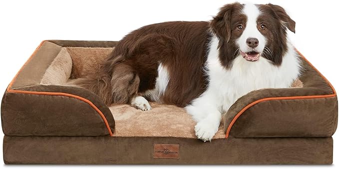 Comfort Expression Orthopedic Dog Beds for Large Sized Dog with Bolster | Waterproof Dog Couch Bed with Washable Cover & Non-Slip Bottom, Supportive Egg Crate Foam Large Pet Bed, 36x27 Inch