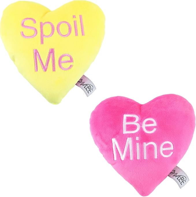 Midlee Candy Heart Valentine's Dog Toy- Set of 4- Large- Conversation Plush Squeaky Present