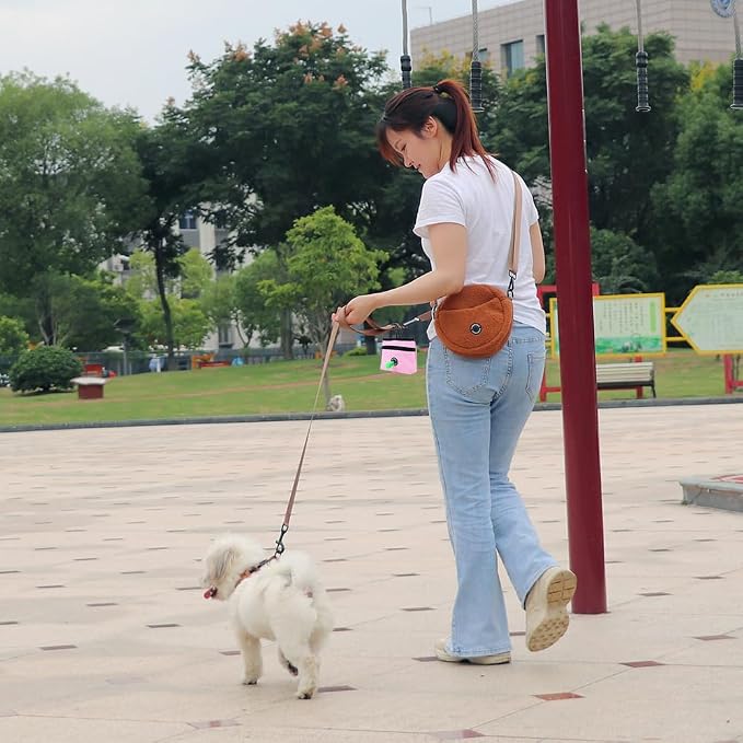 Dog Treat Pouch with Pet Training Clicker, Detachable Dog Puppy Training Treat Bag, 900D Oxford Cloth Magnetic Closure Small Dog Walking Bag for Travel or Outdoor Use