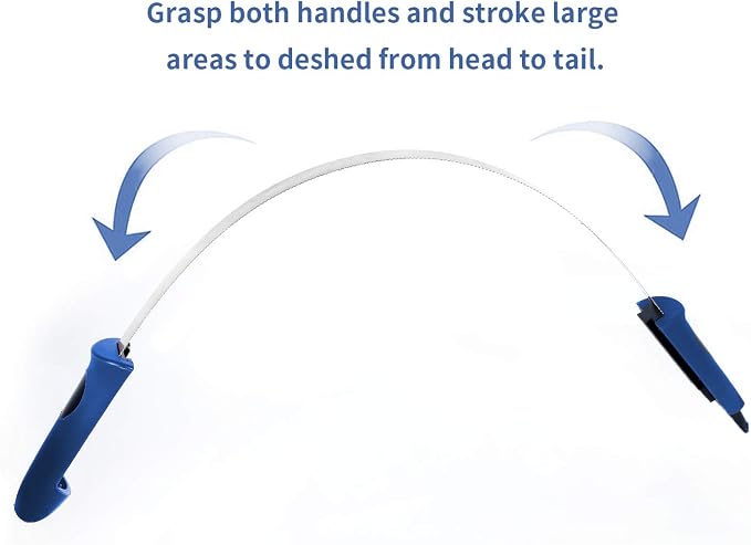 BOTH WINNERS Dual-Sided Shedding Blade with Stainless Steel Blade De-Shedding Tool for All Dog Coat Types- Soft Touch Grip (BLUE)
