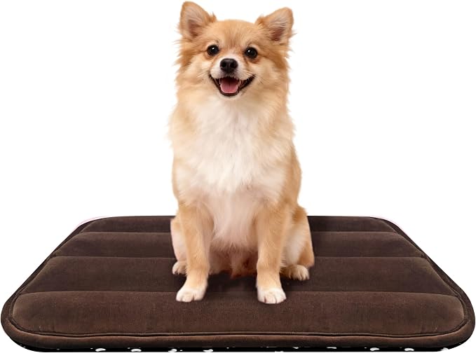 pobopobo Dog Crate Pad, Ultra Soft & Anti-Slip Kennel Mat, Secure Fit for Metal Crates & Dog Cages, Washable Cozy Bed for Small Medium Large Dogs (Dark Brown, M(28"*16"*1.5"))