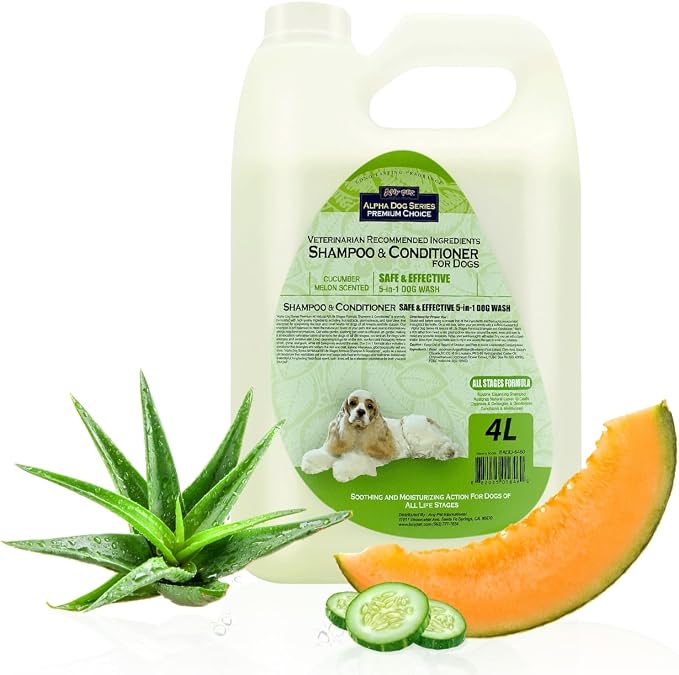 All Stages Natural Dog Shampoo and Conditioner Set with Aloe Vera pH-balanced Dog Grooming Shampoo and Conditioner for Dogs, Tear-Free Moisturizing Dog Shampoo Sensitive Skin 1 Gallon