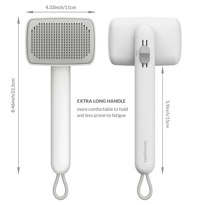 Self Cleaning Shedding Brush Grooming Tool for Long and Short Haired Dogs Cats Deshedding Hair Removal (White)