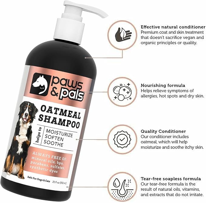 Natural Oatmeal Dog-Shampoo and Conditioner - 20oz Medicated Clinical Vet Formula Wash for All Pets Puppy & Cats - Made with Aloe Vera for Relieving Dry Itchy Skin Packaging may Vary