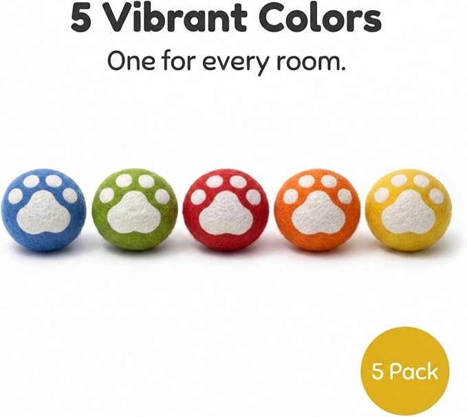 Glaciart One Wool Balls for Cats 5 Pack, Felt Balls for Cats, Wool Cat Toys for Indoor Cats & Kittens, Handmade Natural Interactive Cat Toys for Play & Exercise