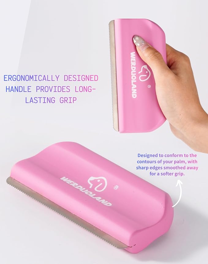 Deshedding Brush for Dogs and Cats, Wooden Ergonomic Handle | For short, long, double-coated dogs and cats. Gently removes loose undercoat without scratching. Wooden ergonomic grip.