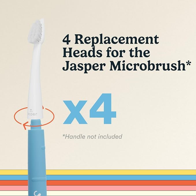 Jasper Microbrush Vet Approved Cat Toothbrush, Soft-Bristled Toothbrush Kit for Felines & Small Dogs, Non-Slip Handle with 2 Replaceable Tooth Brush Heads, Use with Cat Toothpaste, 2-Pack, Blue